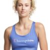 Champion Womens Absolute Eco Sports Bra, Outline Colorblock Logo