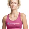 Champion Womens Absolute Eco Sports Bra, Outline Colorblock Logo