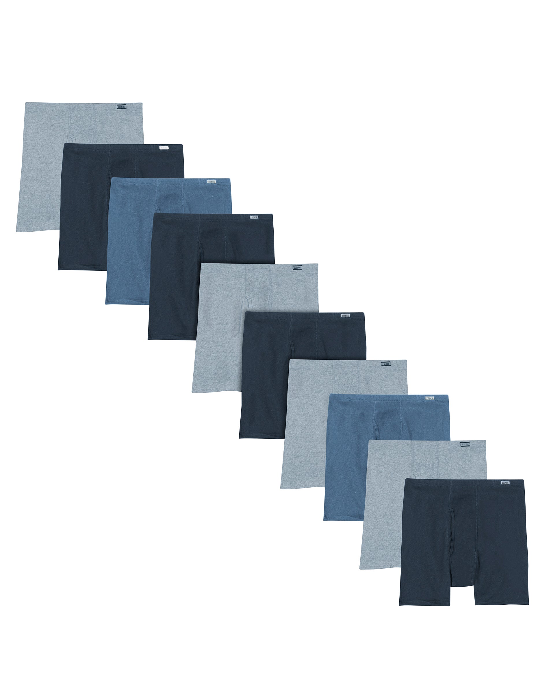 Hanes Men's ComfortSoft Waistband Moisture-Wicking Cotton Boxer Briefs 10pk  - Blue S