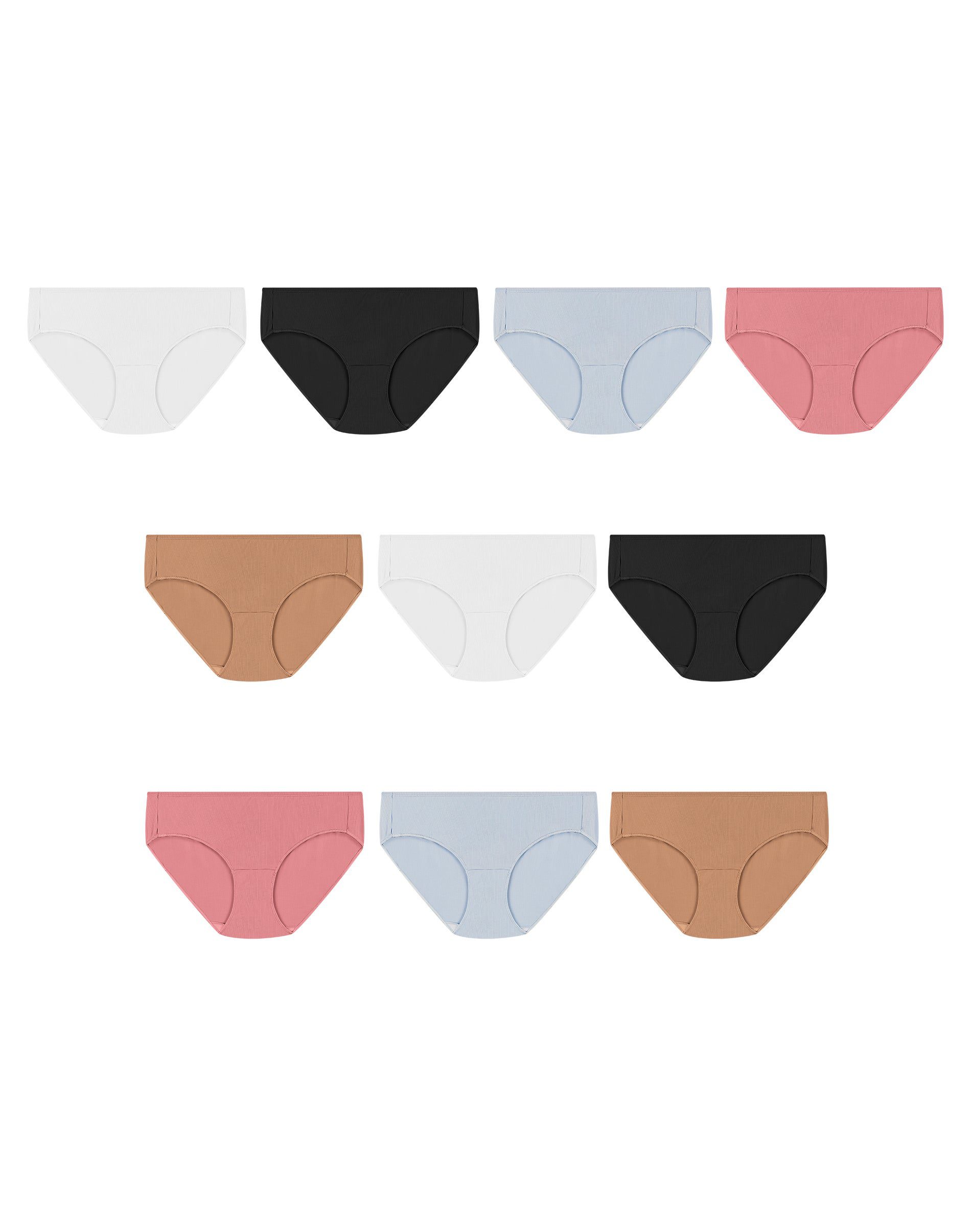 Hanes Womens 10-Pack Cotton Briefs Lady Underwear Panties Assorted Colors  Prints