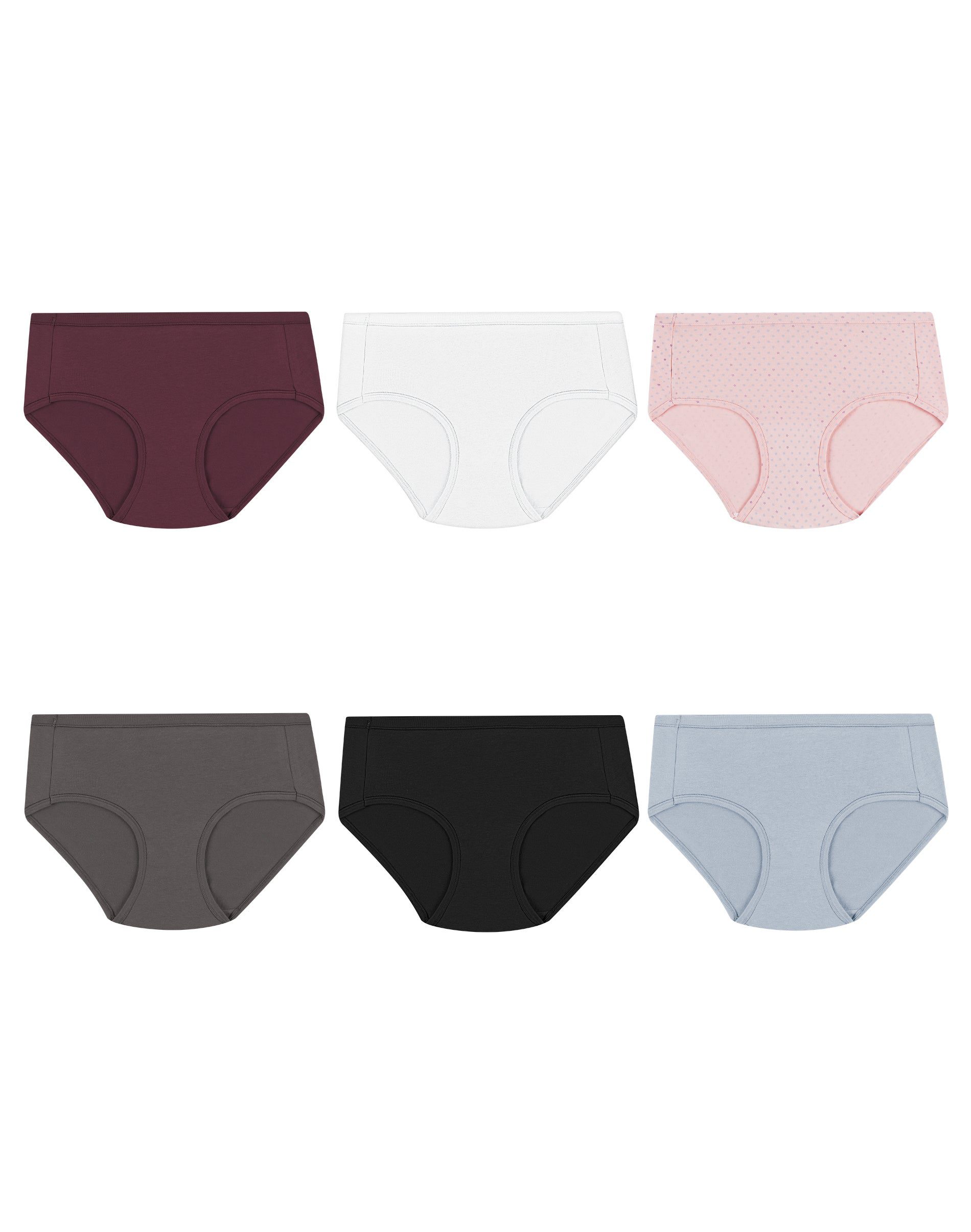 Hanes Women's 6 Pack Cotton Low Rise Brief Panty, Assorted
