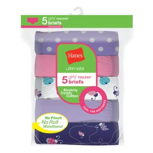 Hanes Girls Ultimate Stretchy Comfy Cotton Briefs 5-Pack