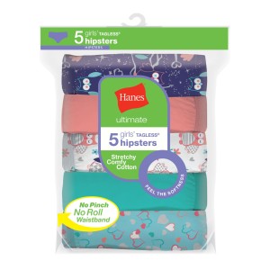 Hanes Girls Ultimate Cotton Stretch Hipsters 5-Pack