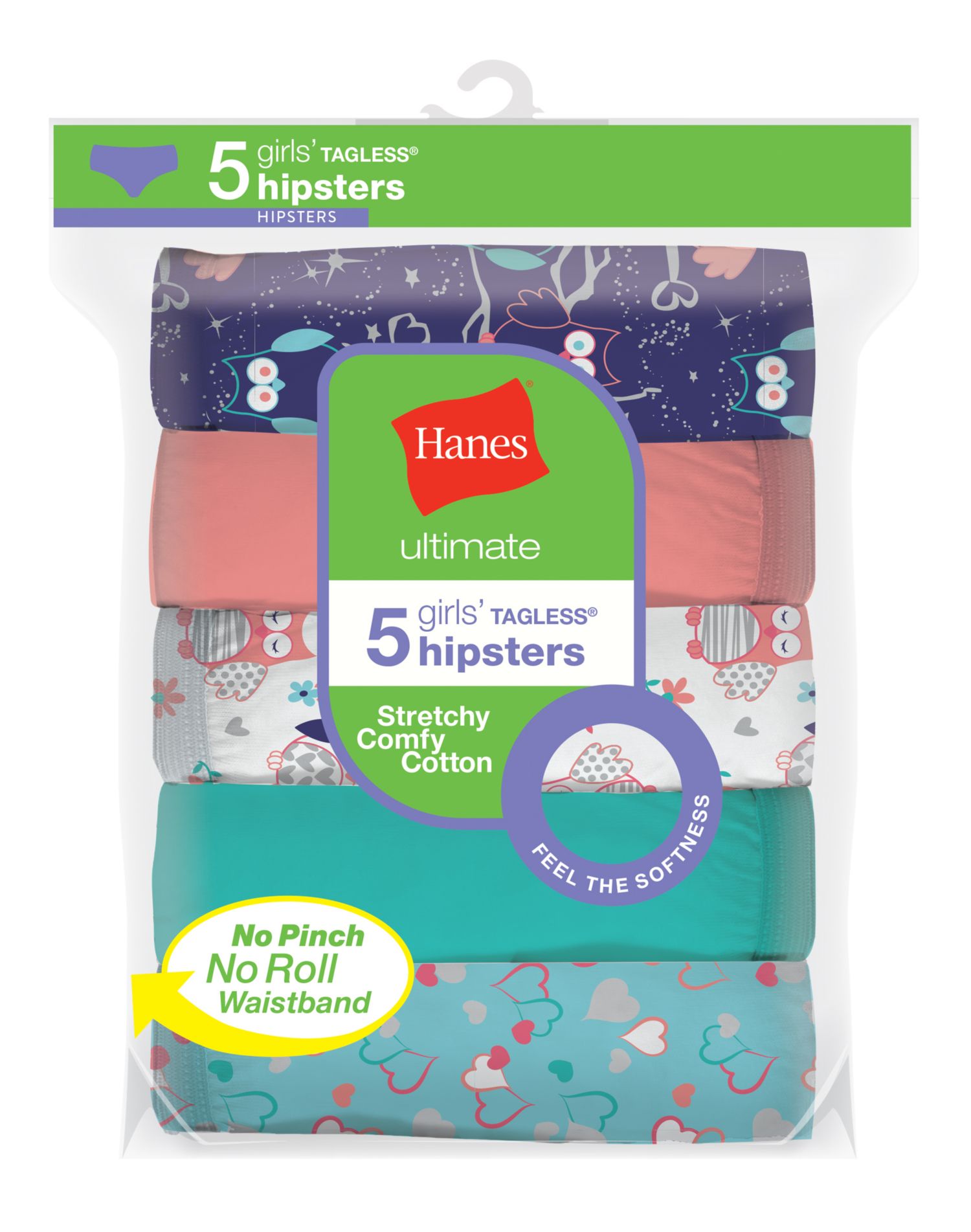 Hanes Girls Ultimate Pure Comfort Organic Cotton Hipster 8-Pack, 8,  Assorted 