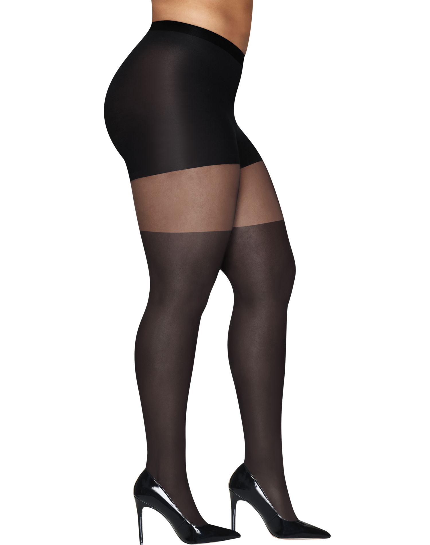Hanes Womens Curves Illusion Thigh Highs - Apparel Direct Distributor