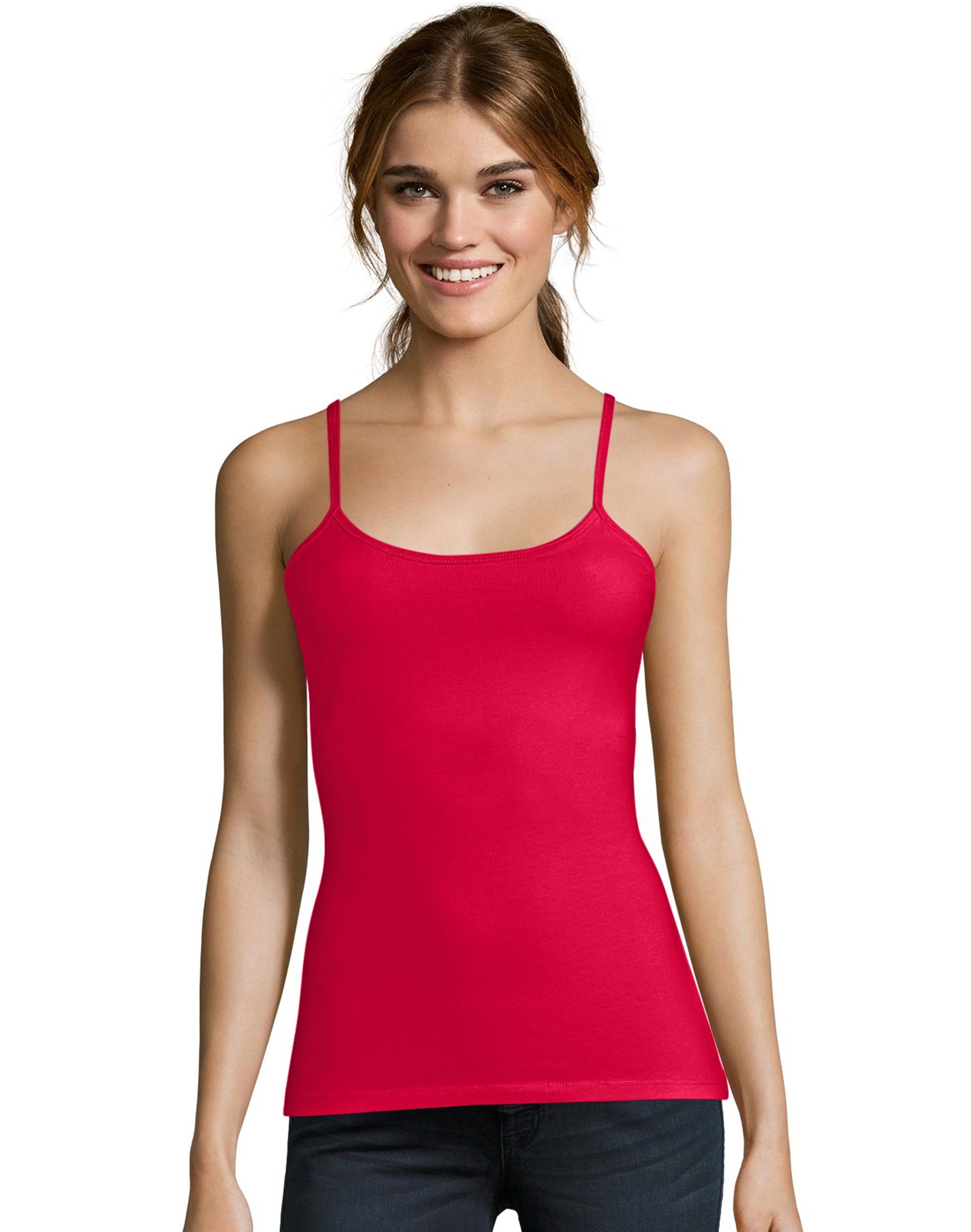 Womens Cotton Camisole Top with Built-in Shelf Bra Stretch