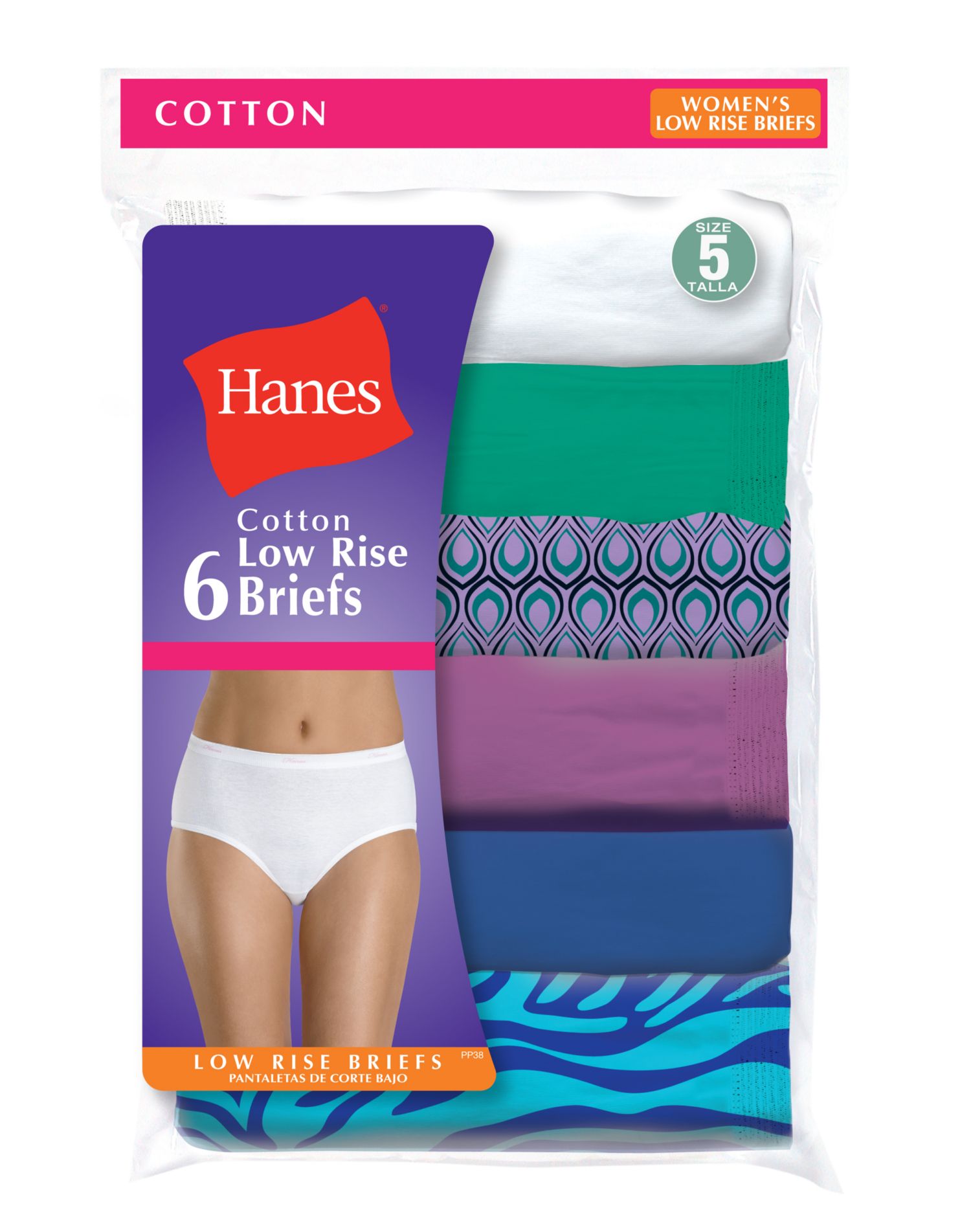 Hanes Girls' Cotton Low Rise Briefs, 10-Pack Assorted 1 6