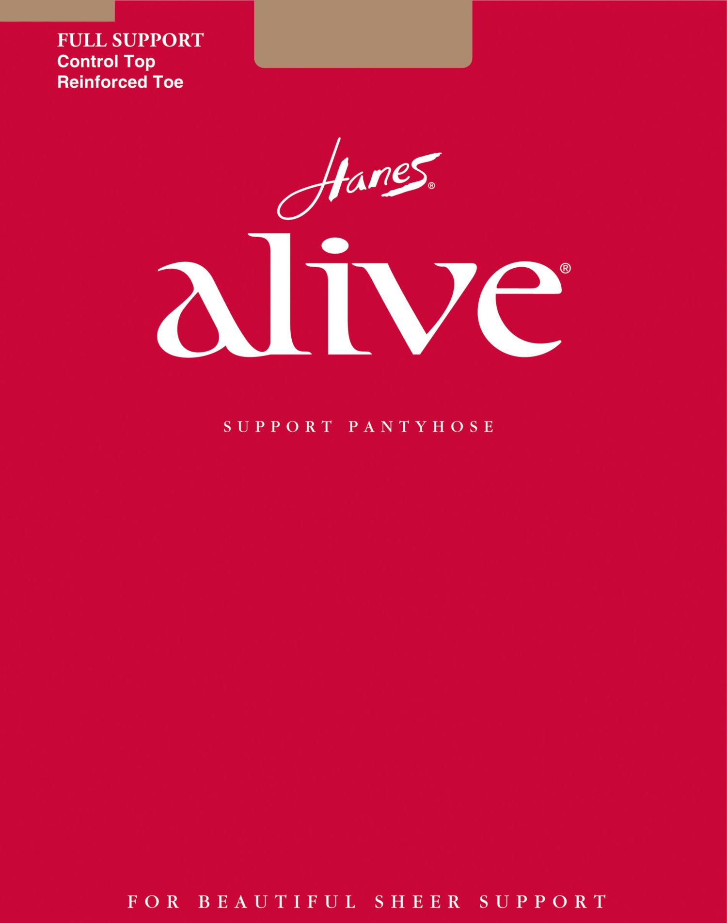 Hanes Alive Full Support Pantyhose with Control Top, Reinforced Toe Barely  There D Women's 