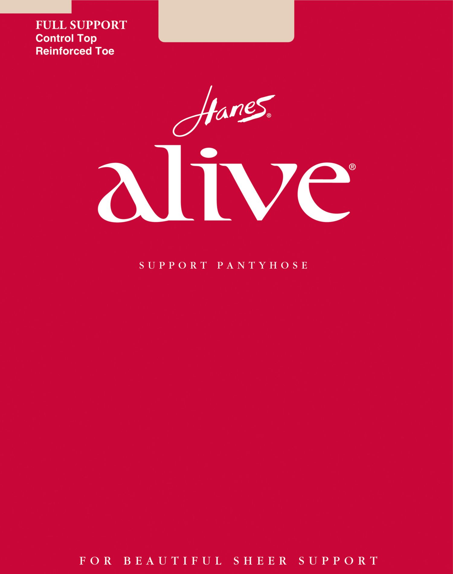 Hanes Alive Full Support Control Top Reinforced Toe Pantyhose