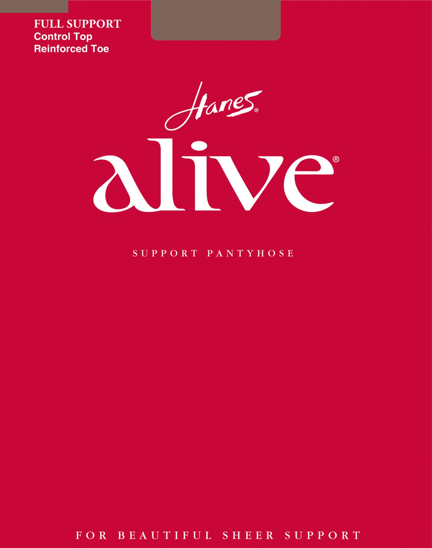 Hanes Alive Full Support Pantyhose with Control Top, Reinforced Toe