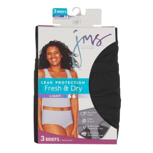 JMS Womens Fresh & Dry Light Period Underwear All Black Brief 3-Pack