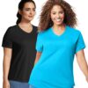 JMS Womens Cotton Jersey V-Neck Short Sleeve T-Shirt, 2 Pack