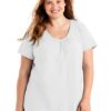 JMS Womens Slub-Cotton Short-Sleeve Shirred V-Neck Tee