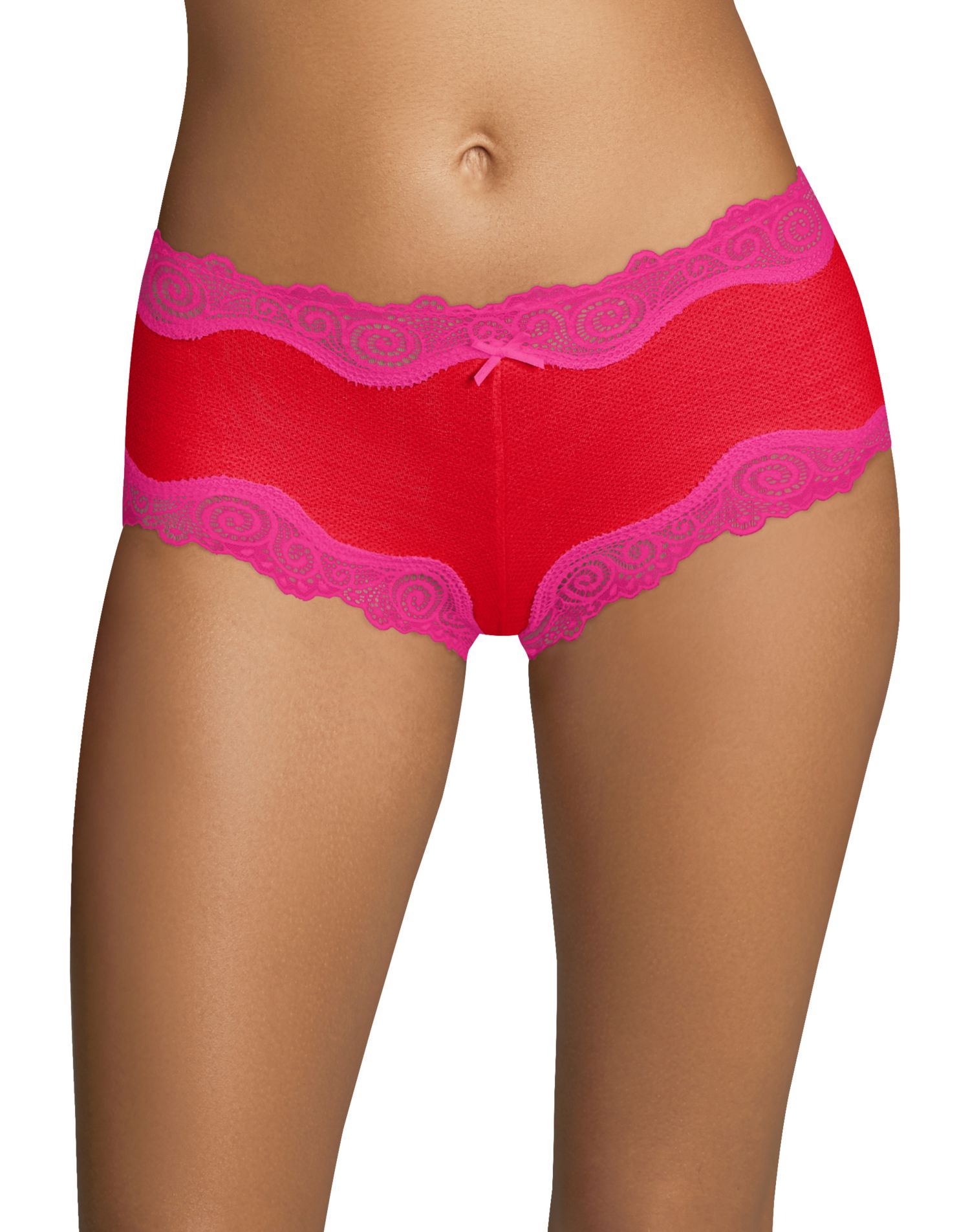 Women's Maidenform DMCLBS Sexy Must Haves Lace Cheeky Boyshort Panty  (Crimson Sunset 7) 
