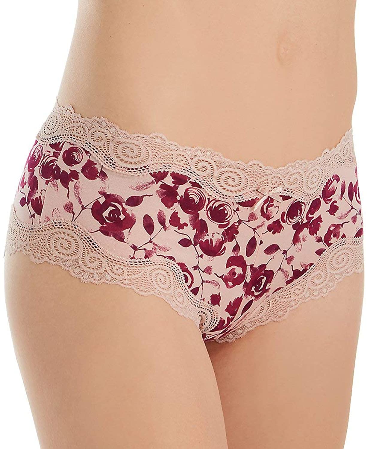 Maidenform-Maidenform Cheeky Scalloped Lace Hipster-Black/Rum Raisin Lace-7