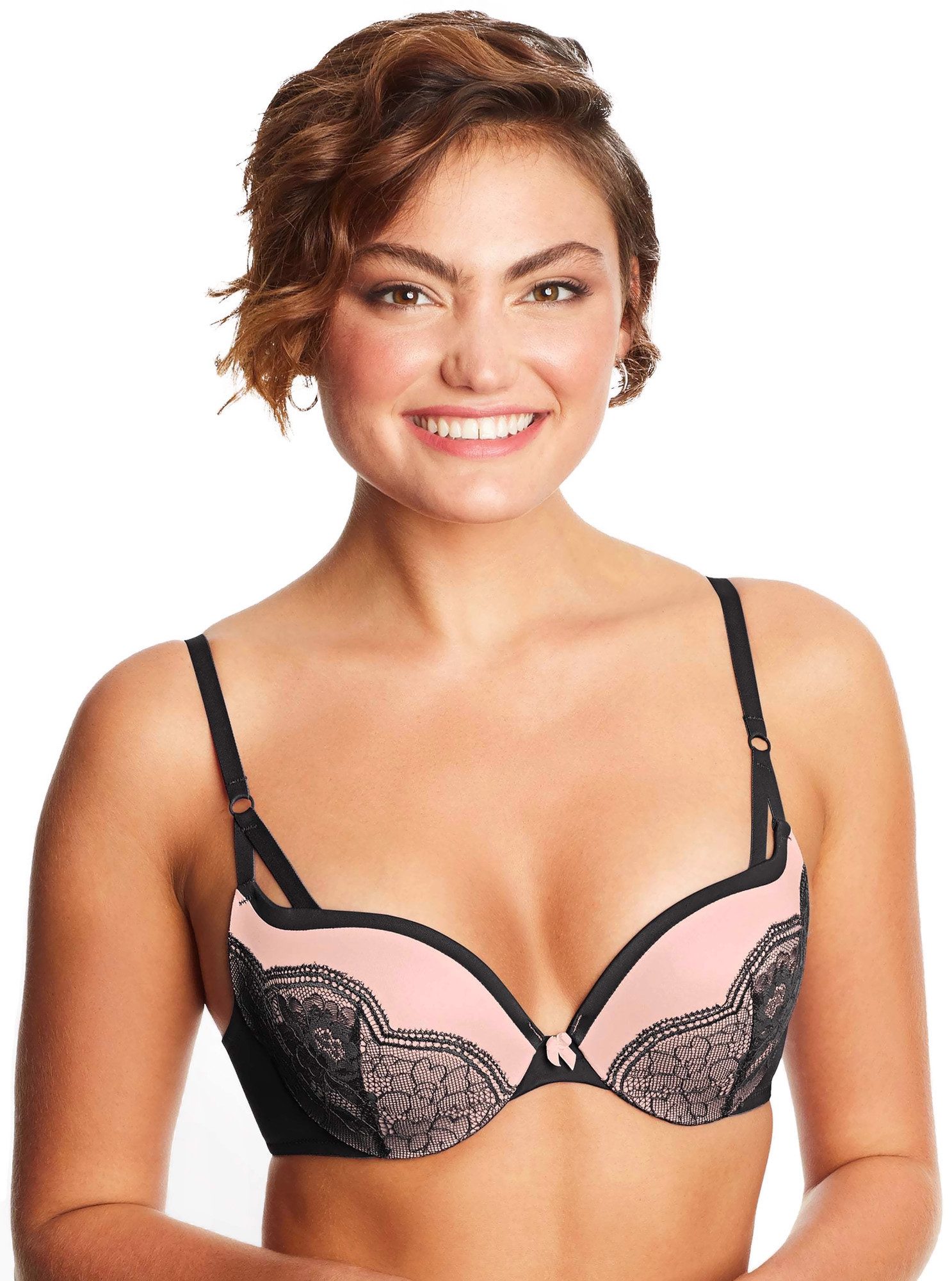 Buy Maidenform Women's Love The Lift Push Up, Black Body/Beige Lace, 32B at