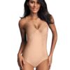 Flexees By Maidenform Womens Pretty Shapewear Embellished Unlined Body Briefer With Built-In Bra