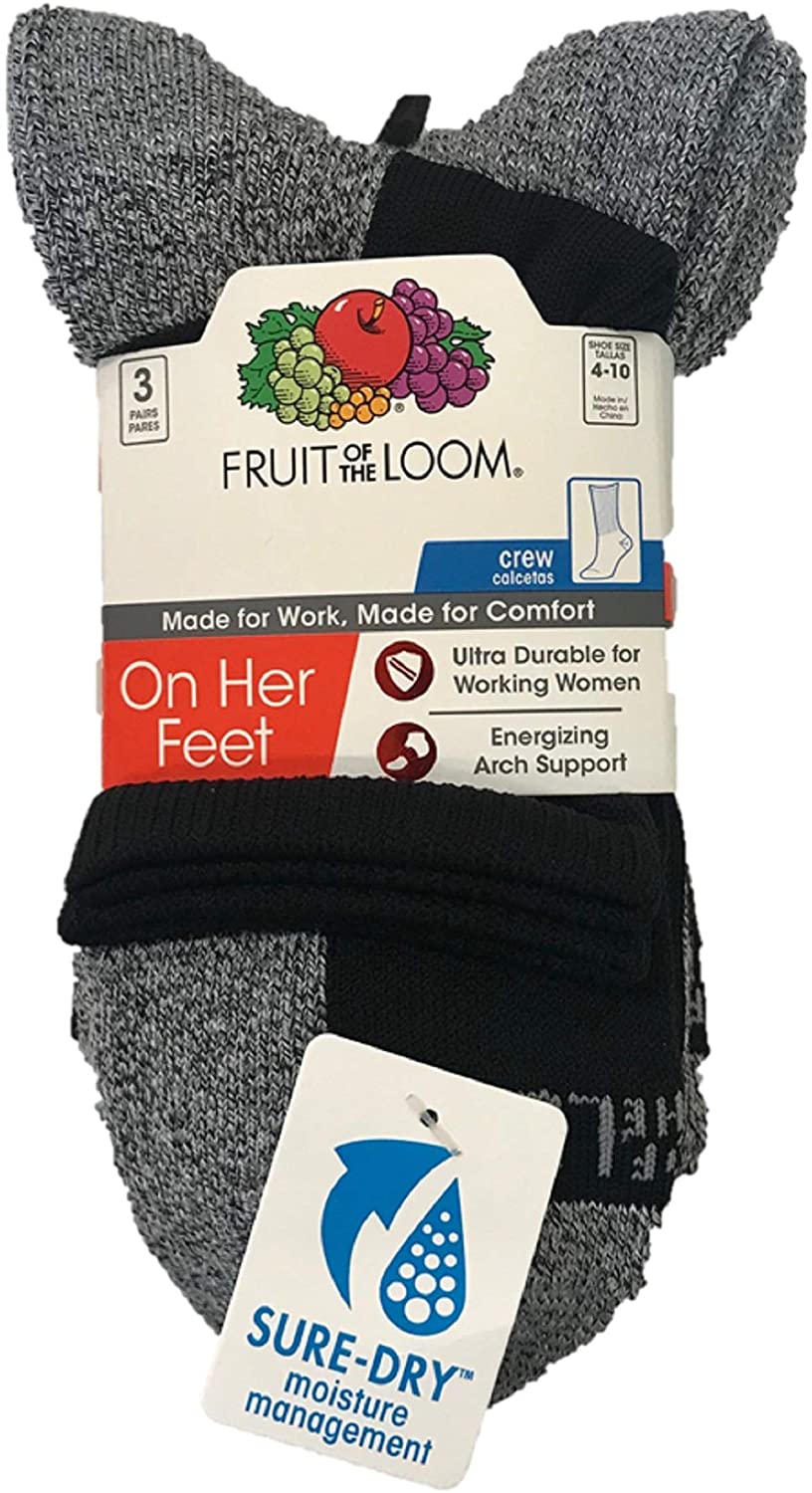Fruit Of The Loom Womens 3 Pair On Her Feet Crew Socks