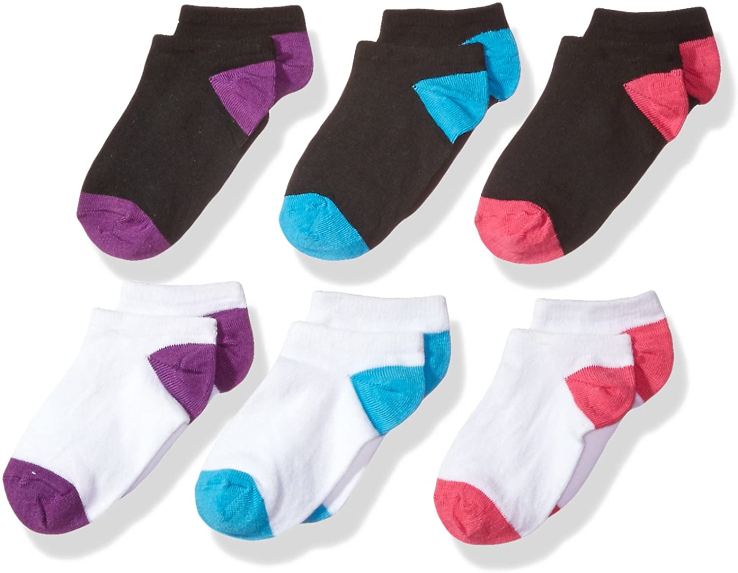 Fruit Of The Loom Girls 6 Pack No Show Socks - Apparel Direct Distributor