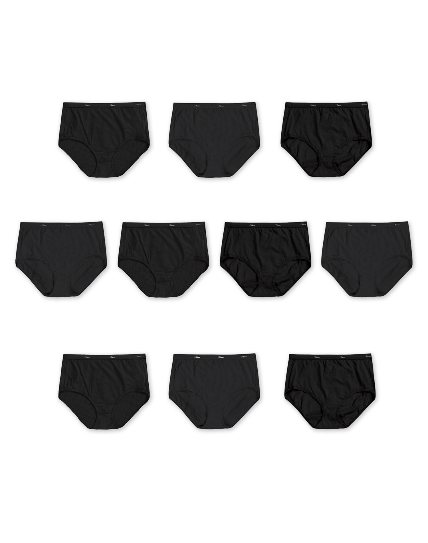 Hanes Womens Breathable Cotton All Black Briefs 10-Pack - Apparel