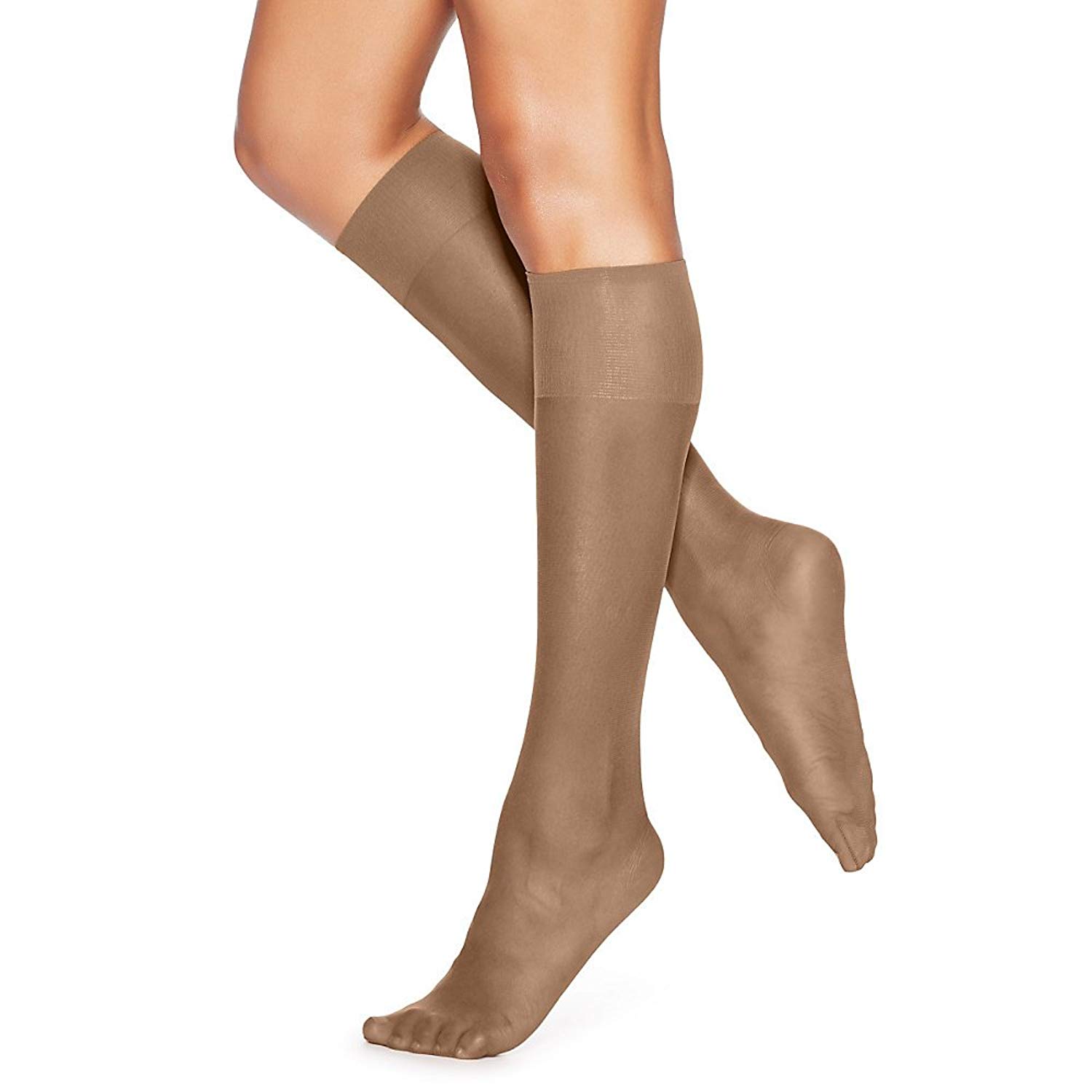 Hanes Womens Silk Reflections Knee Highs Sheer Toe 6-Pack - Apparel Direct  Distributor