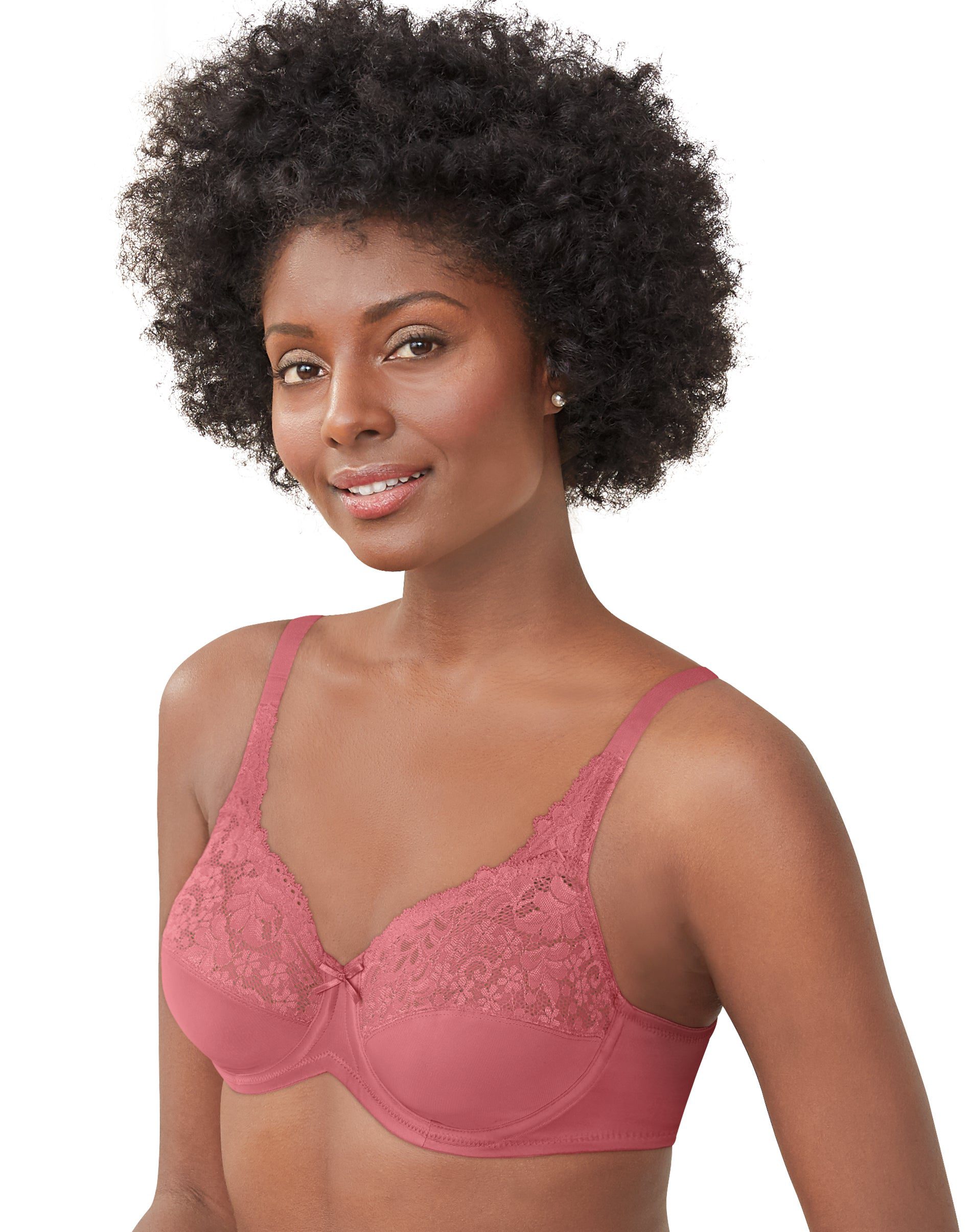 Lilyette Beautiful Support Lace Minimizer Bra, 34C, Pink Quartz