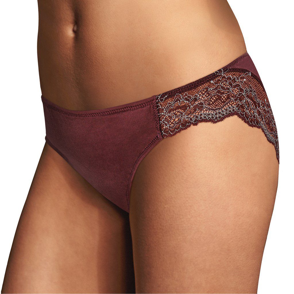  Maidenform Women's Comfort Devotion Thong Panty, Grape Floral  Sketch, 7 : Clothing, Shoes & Jewelry