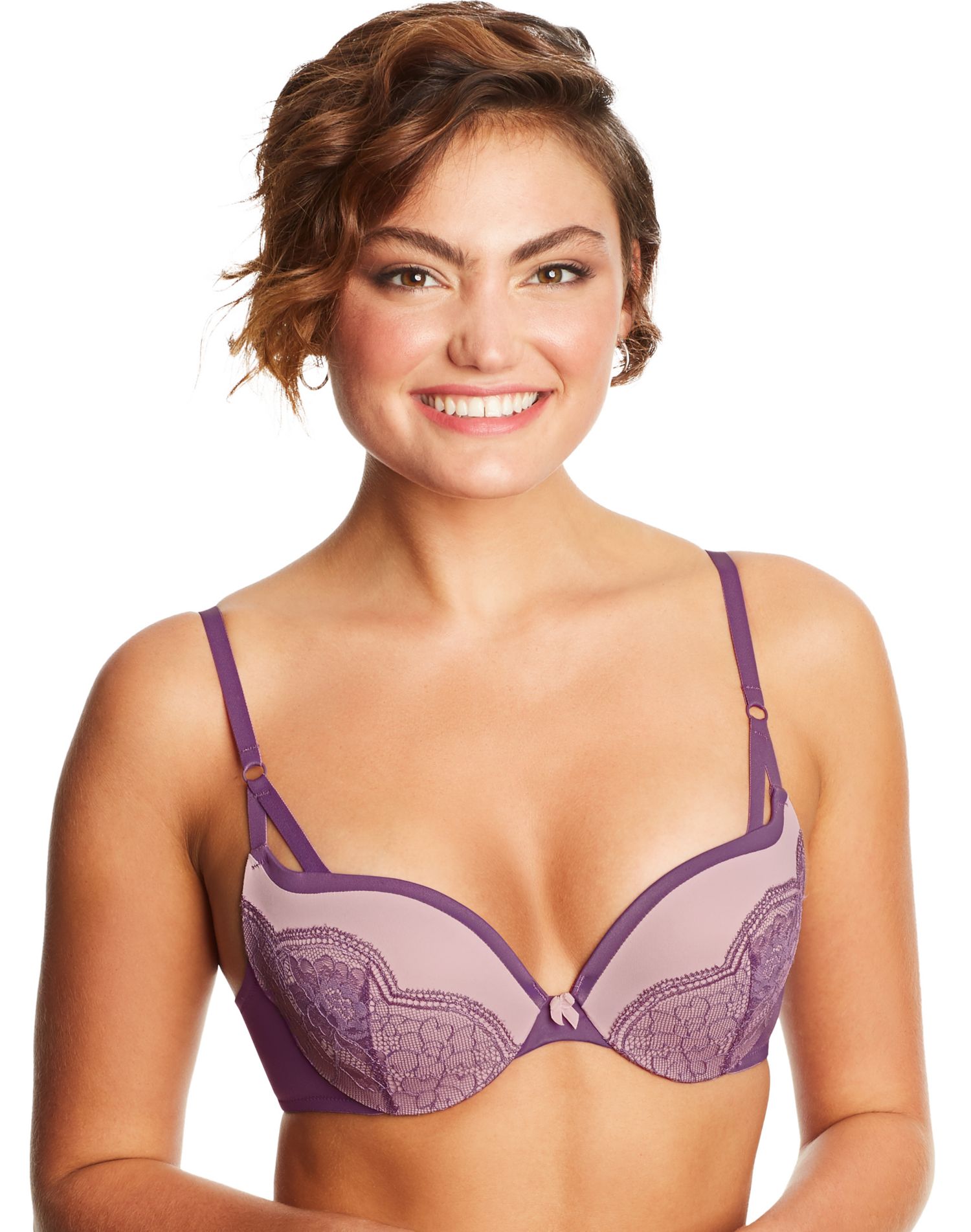 Maidenform Women's Love The Lift Push Up & In Lace Demi Bra, DM9900, Ivory  w/ Gentle Peach, 32C at  Women's Clothing store