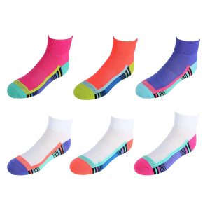 Fruit of the Loom Girls 6 Pair Everyday Active Lightweight Ankle Socks with Arch Support