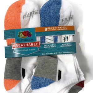 Fruit of the Loom Mens Breathable No Show Socks 8 Pair