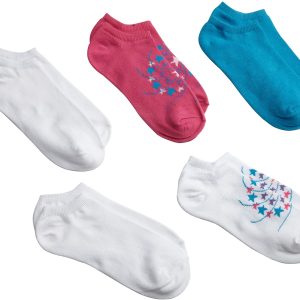 Fruit Of The Loom Girls 5 Pack Flat Knit No Show Socks