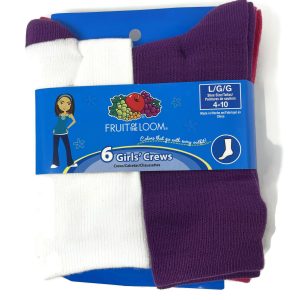 Fruit Of The Loom Girls 6-Pack Crew Socks