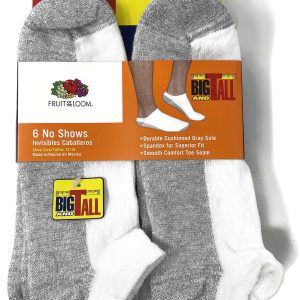 Fruit Of The Loom Mens 6 Pack Cushioned No Show Sock