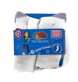 Fruit Of The Loom Girls Ultra Soft Crew Socks - 6-Pairs