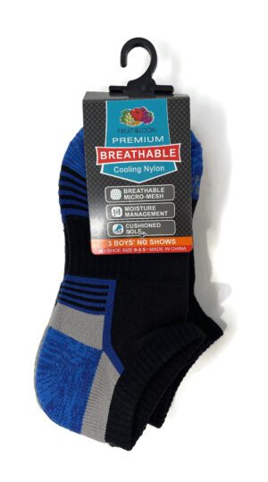 Fruit Of The Loom Boys Breathable 3 Pack No Show Socks