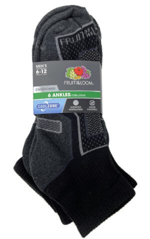Fruit Of The Loom Mens CoolZone Ankle Socks - 6-Pairs