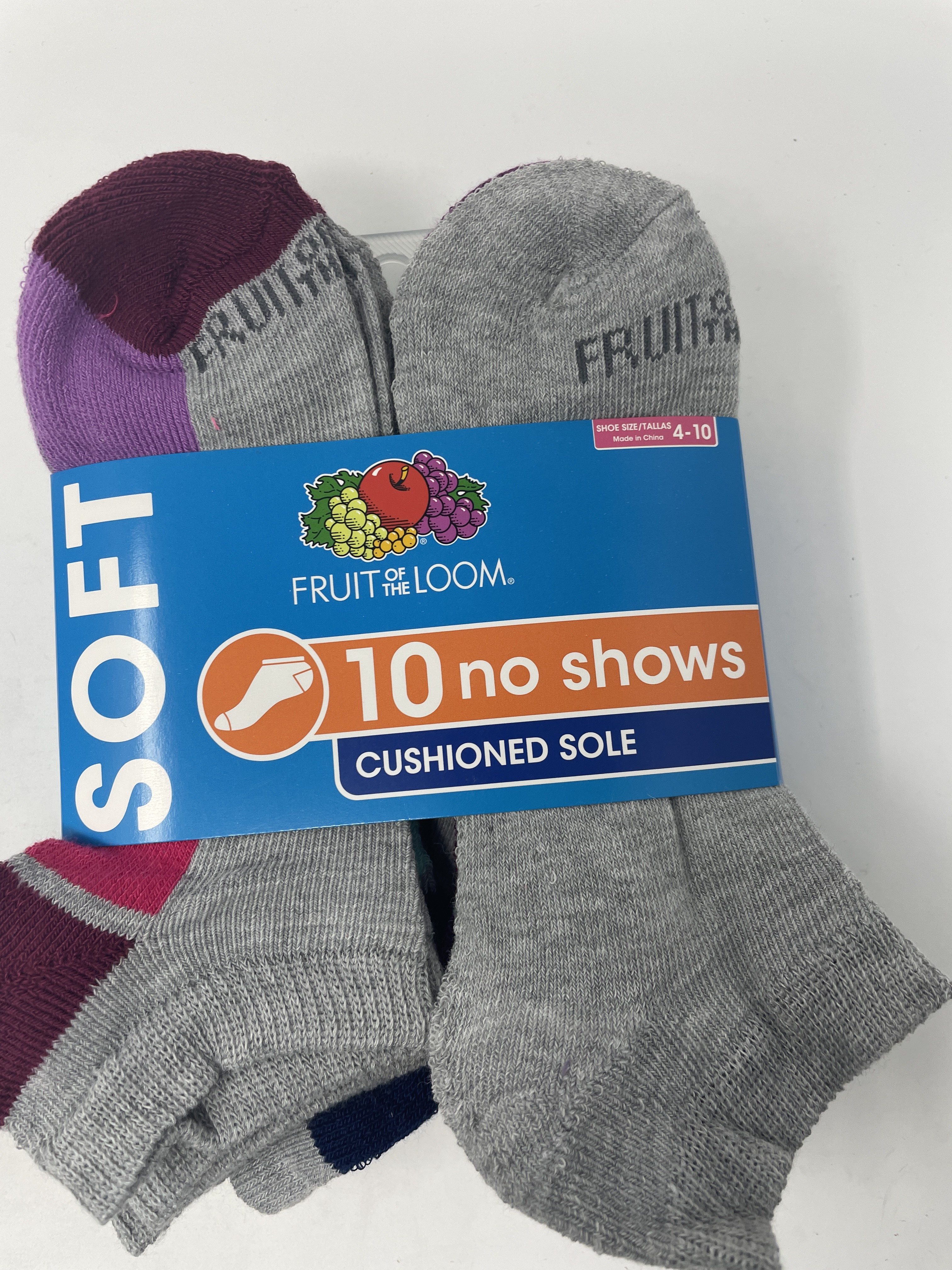 Fruit Of The Loom Womens 10 Pack Soft No Show Socks