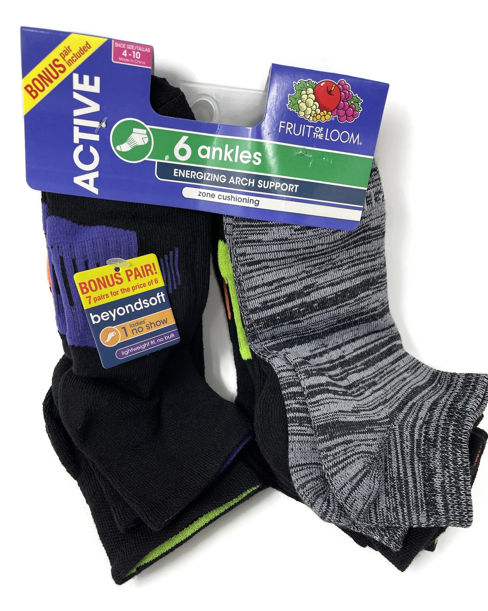 Fruit Of The Loom Womens Active 7 Pack Ankle Socks