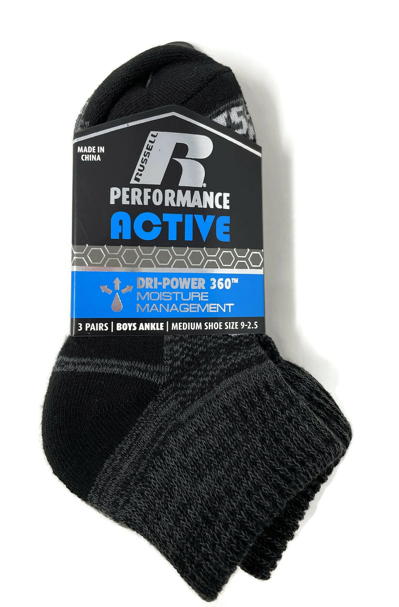 Russell Performance Boys Active Ankle Socks - 3 Pairs