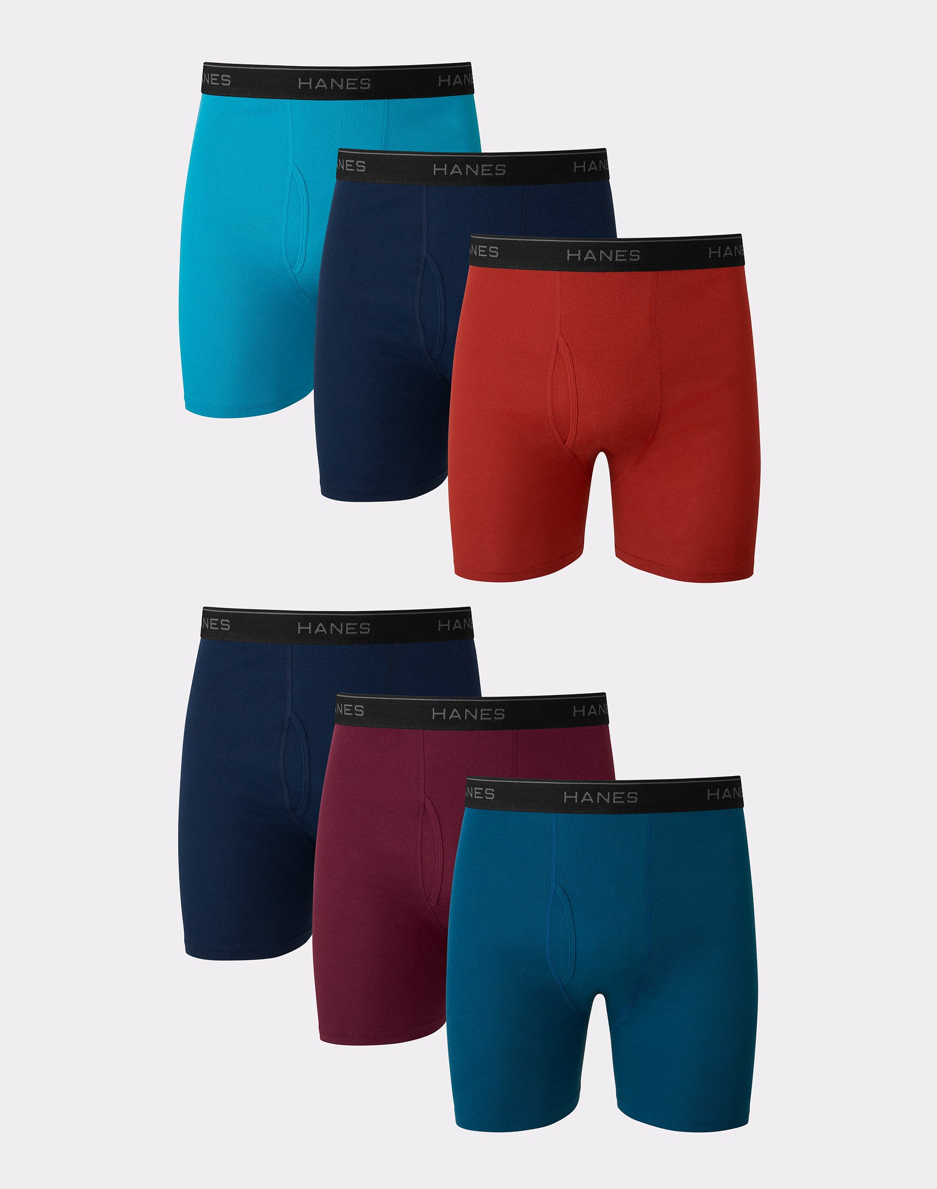 Hanes Cool DRI® Men's Boxer Briefs Pack, Moisture-Wicking 100% Cotton, 6-Pack