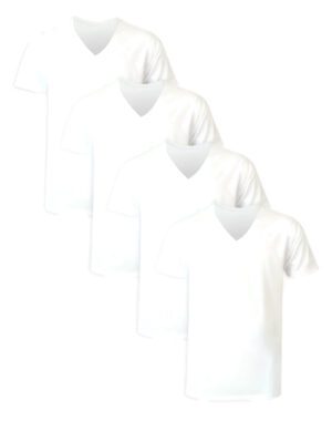 Hanes Ultimate Big Men's V-Neck White T-Shirt Pack, 100% Cotton, 4-Pack (Big & Tall Sizes)