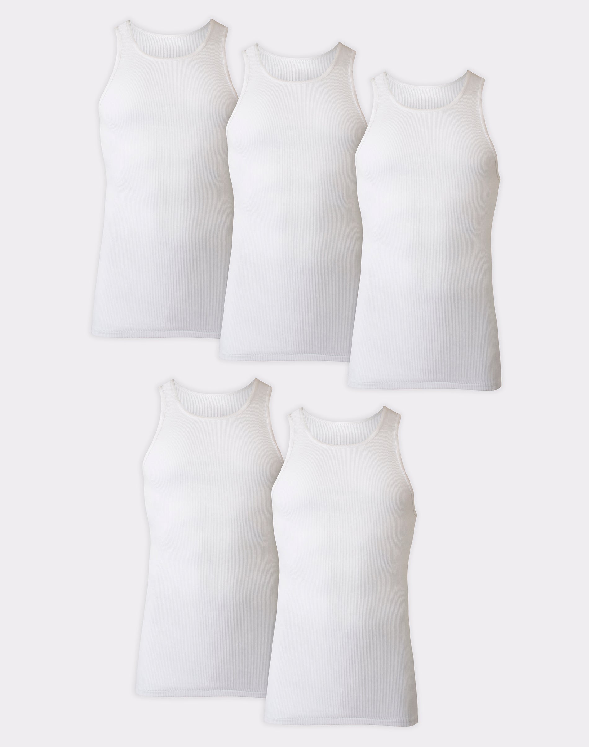 Hanes Ultimate Big Men's White Tank Top Undershirt Pack, 100% Cotton, 5-Pack (Big & Tall Sizes)