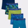 Hanes Boys Boxer Briefs Pack, Stretch Fabric, Blue Waistband