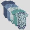 Hanes Flexy Baby Knit Short Sleeve Bodysuits, 4-Way Stretch, Boys & Girls, 5-Pack