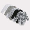 Hanes Flexy Baby Knit Long Sleeve Bodysuits, 4-Way Stretch, Boys & Girls, 5-Pack