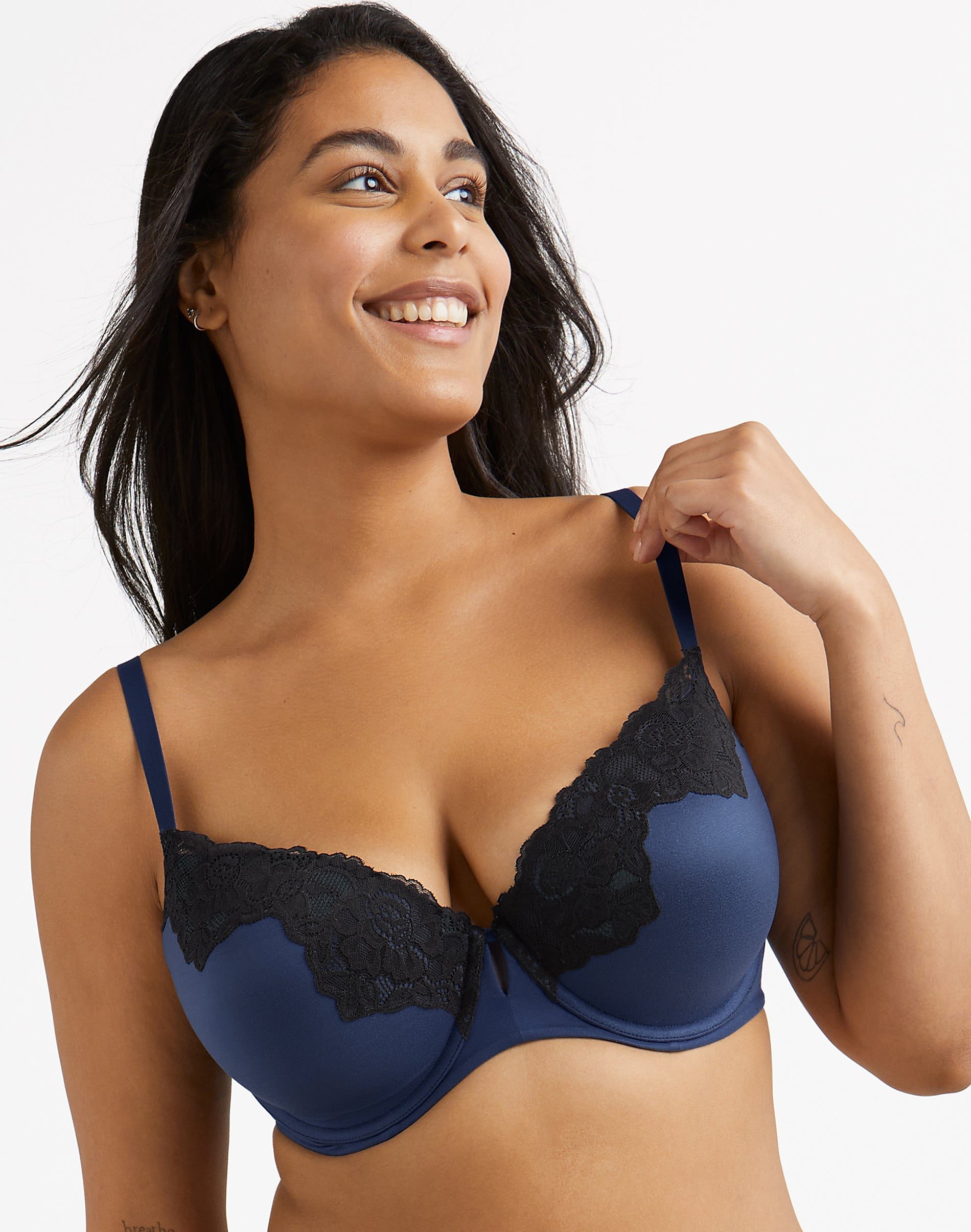 Self Expressions by Maidenform Lace Underwire Bra, 38D, Navy/Black