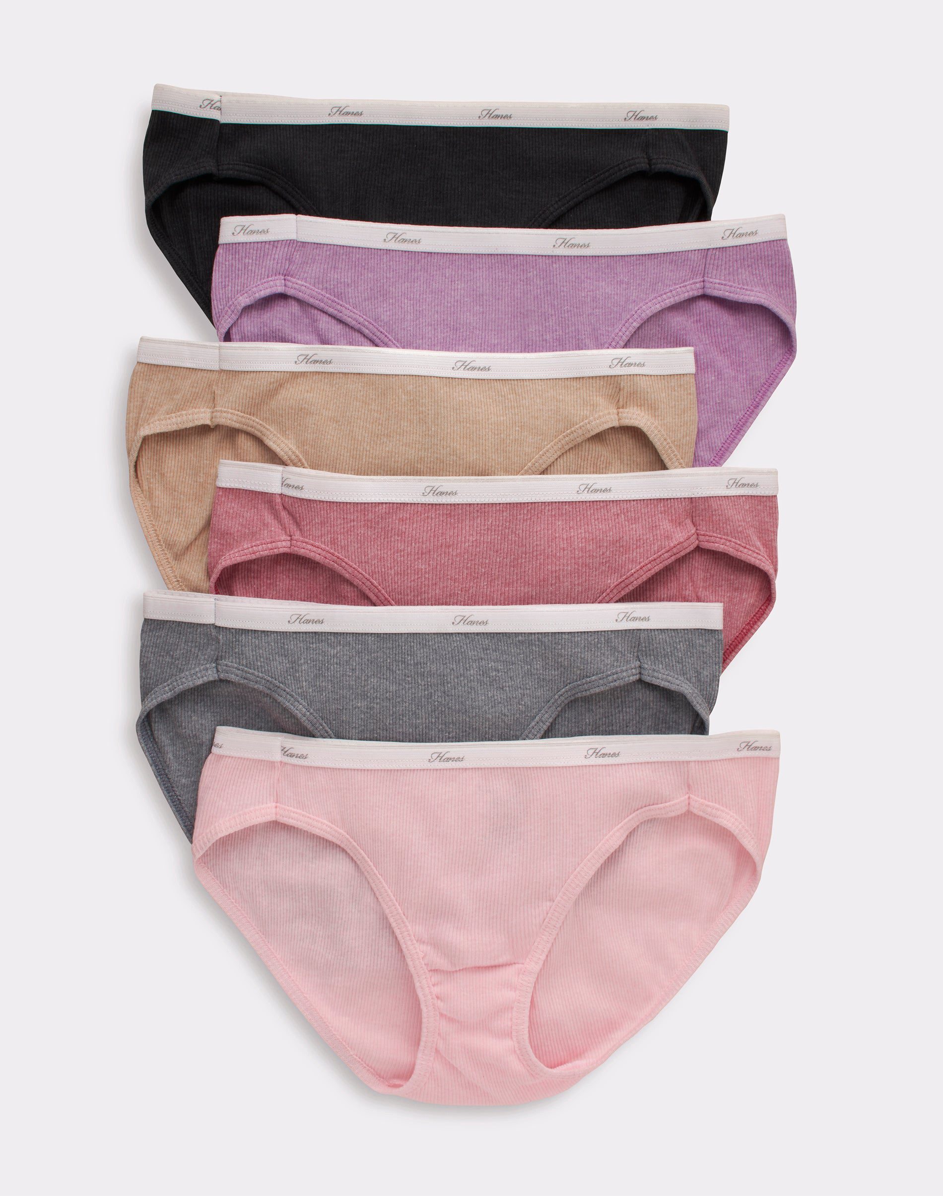 Hanes Womens Ribbed Cotton Bikini 6-Pack