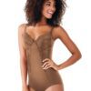 Flexees By Maidenform Womens Pretty Shapewear Embellished Unlined Body Briefer With Built-In Bra