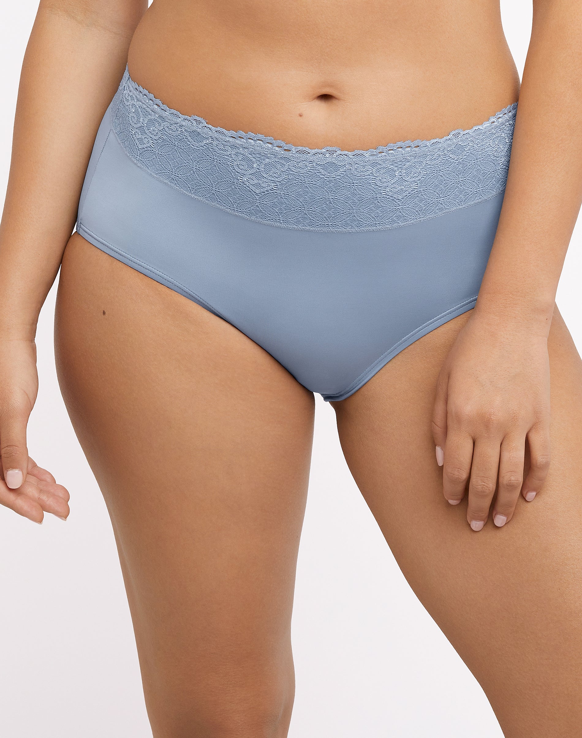 Women's Bali DFDBBF Double Support Brief Panty (Classic Chambray Blue 7)