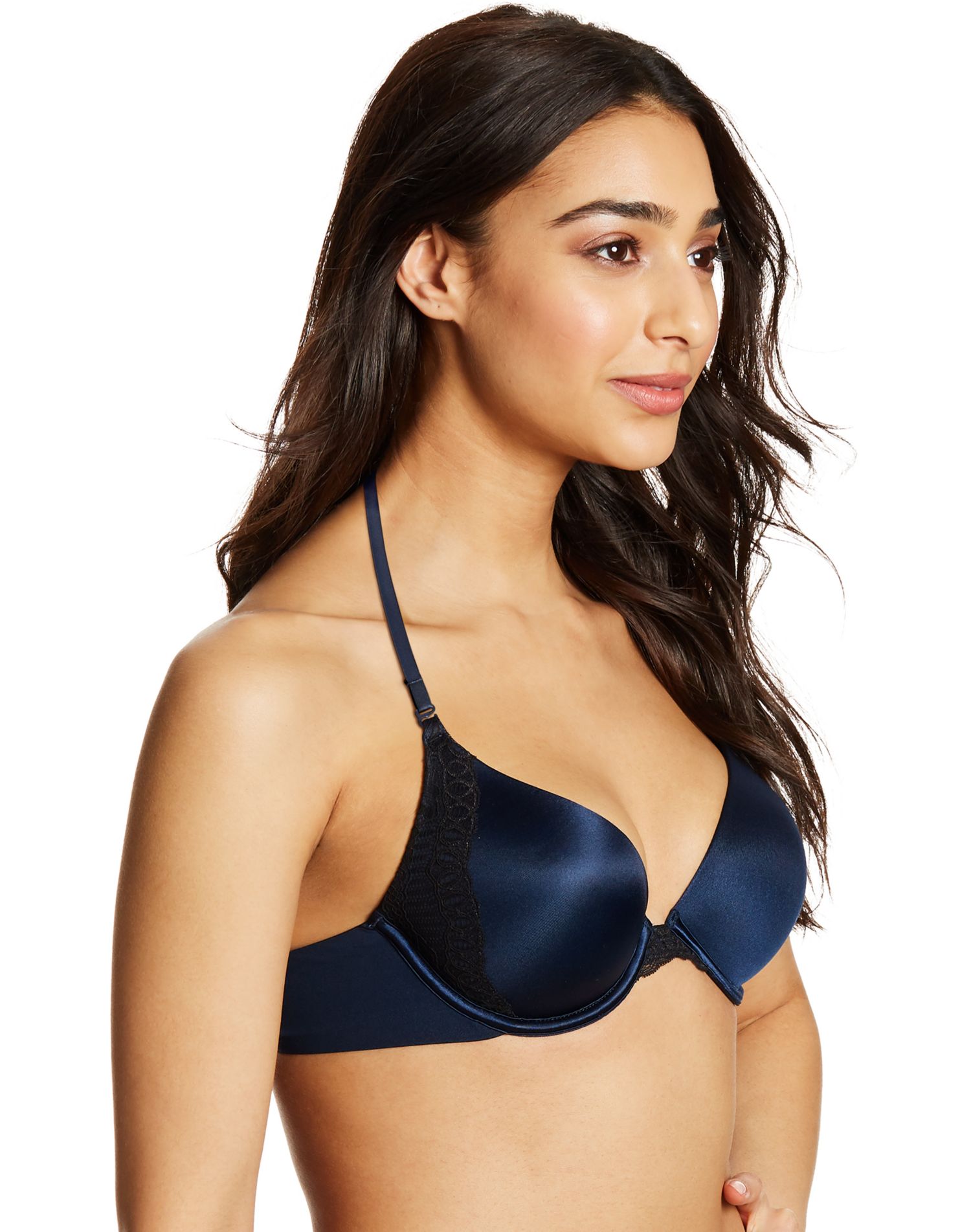 Maidenform Love The Lift Natural Boost Demi T-Shirt Bra Steel Grey with  Black 32D